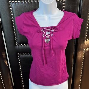 Magenta Corset Cinch Shirt